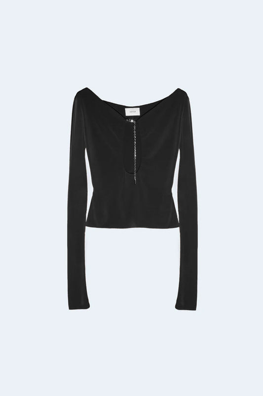 Black Blouse With Chain Detail