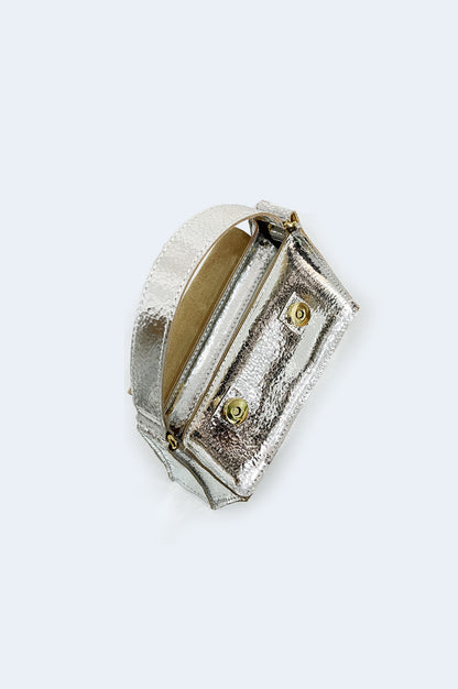 Crash Mini-Ledertasche in Silber