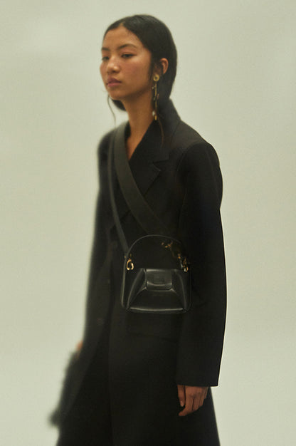 Schwarze MiniBowl-Tasche aus Leder