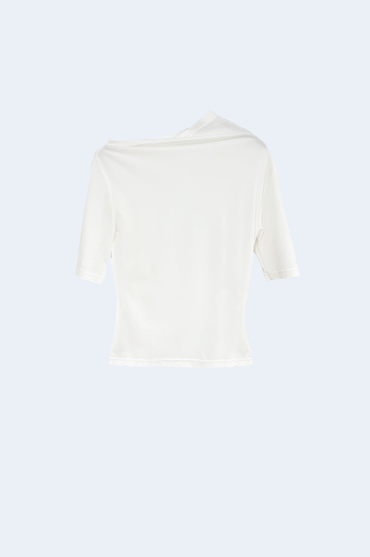 Weißes asymmetrisches Strick-T-Shirt