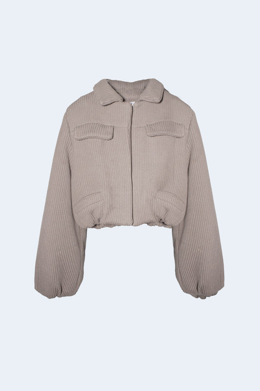 Grey Knit Padded Bomber