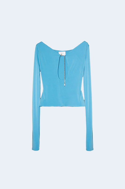 Blue Blouse With Chain Detail