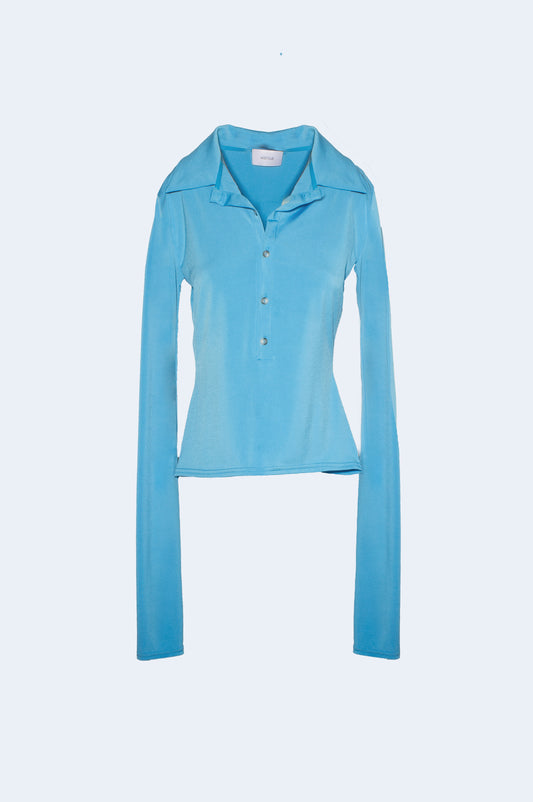 Blue Polo Jumper With Chain Detail