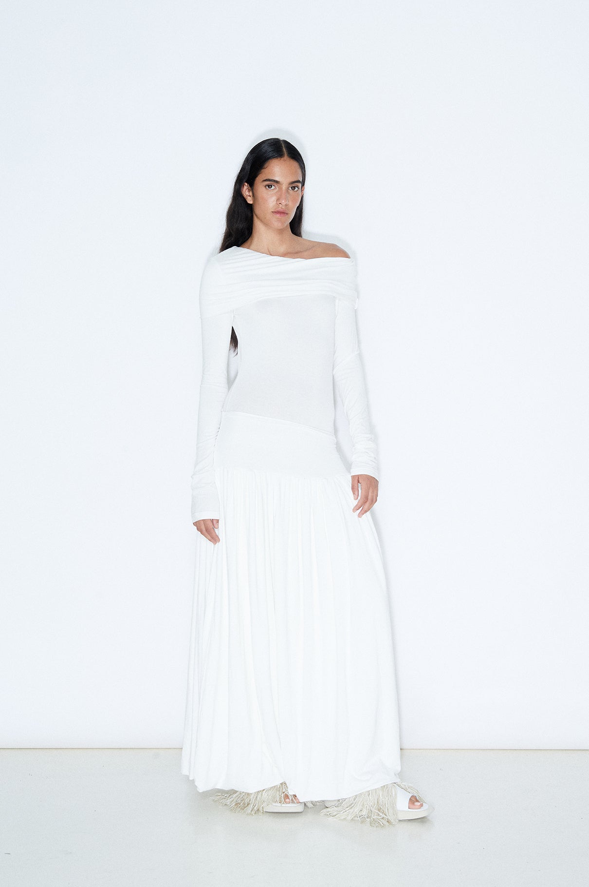 White Knitted Midi Dress