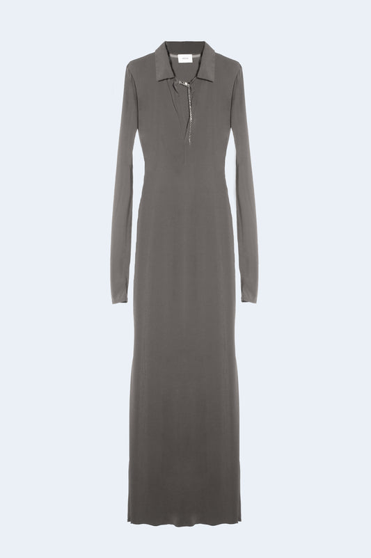 Grey Polo Dress With Chain Detail