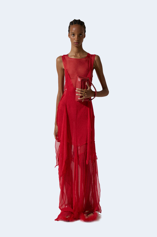 Red Silk Long Dress